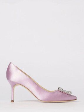 Manolo Blahnik Hangisi 105‎ Light Pink Lilac Satin Heels Pumps 36